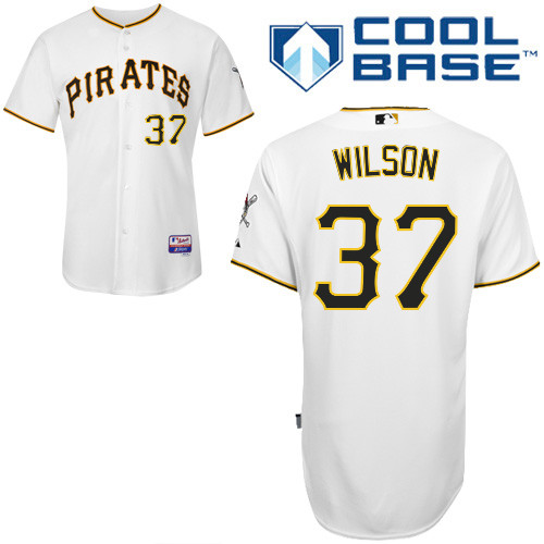 Justin Wilson #37 MLB Jersey-Pittsburgh Pirates Men's Authentic Home White Cool Base Baseball Jersey